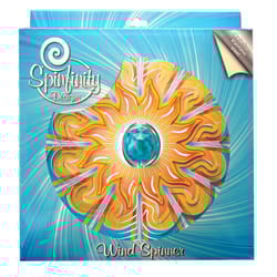 Spinfinity Designs Multi-color Stainless Steel 12 in. Crystal Aqua Sun Large Outdoor Spinner