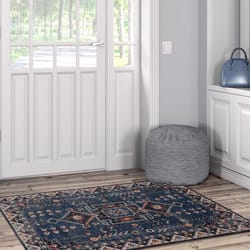 Linon Home Decor Elema 5 ft. W X 3 ft. L Ivory/Navy Washable Polyester Area Rug