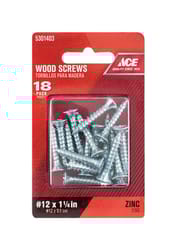 Ace No. 12 X 1-1/4 in. L Phillips Zinc-Plated Coarse Wood Screws 18 pk