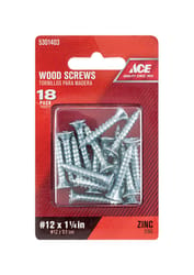 Ace No. 12 X 1-1/4 in. L Phillips Zinc-Plated Coarse Wood Screws 18 pk