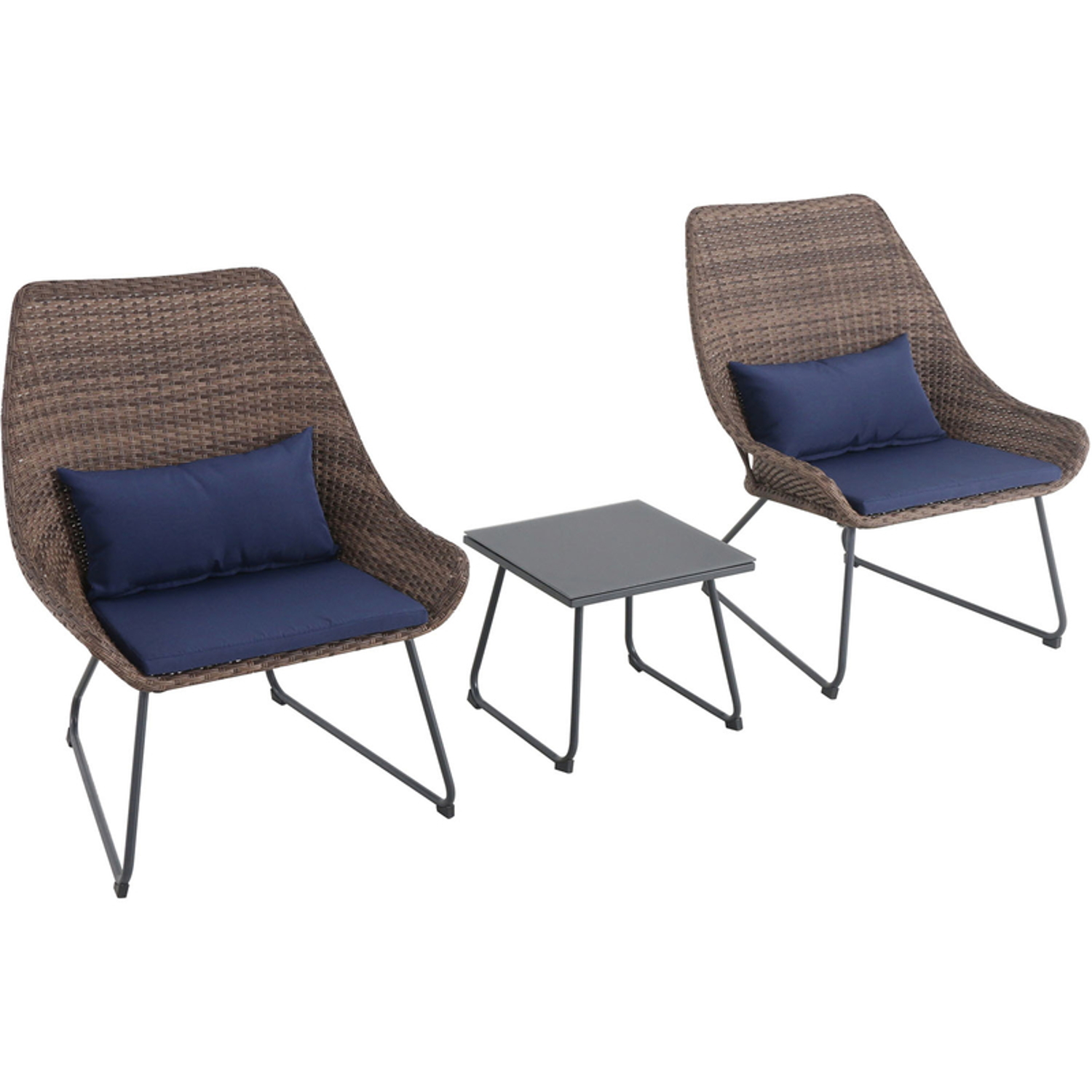 Photos - Garden Furniture MOD Montauk 3 pc Gray Steel Woven Chat Set Navy Blue MONTK3PC-NVY 