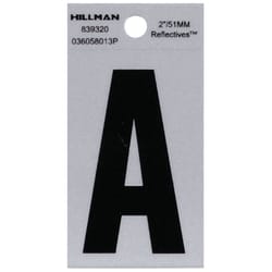 HILLMAN 2 in. Reflective Black Vinyl  Self-Adhesive Letter A 1 pc