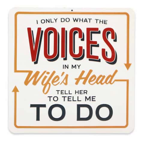 Open Road Brands Voices in My Wife's Head Sign Metal 1 pk - Ace Hardware