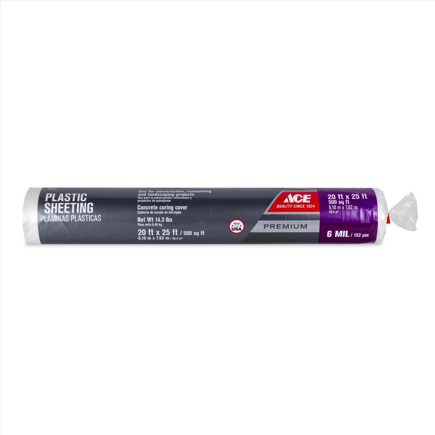 Ace Plastic Sheeting 6 mil X 20 ft. W X 25 ft. L Polyethylene Clear Sansujyuku sansujyuku.com