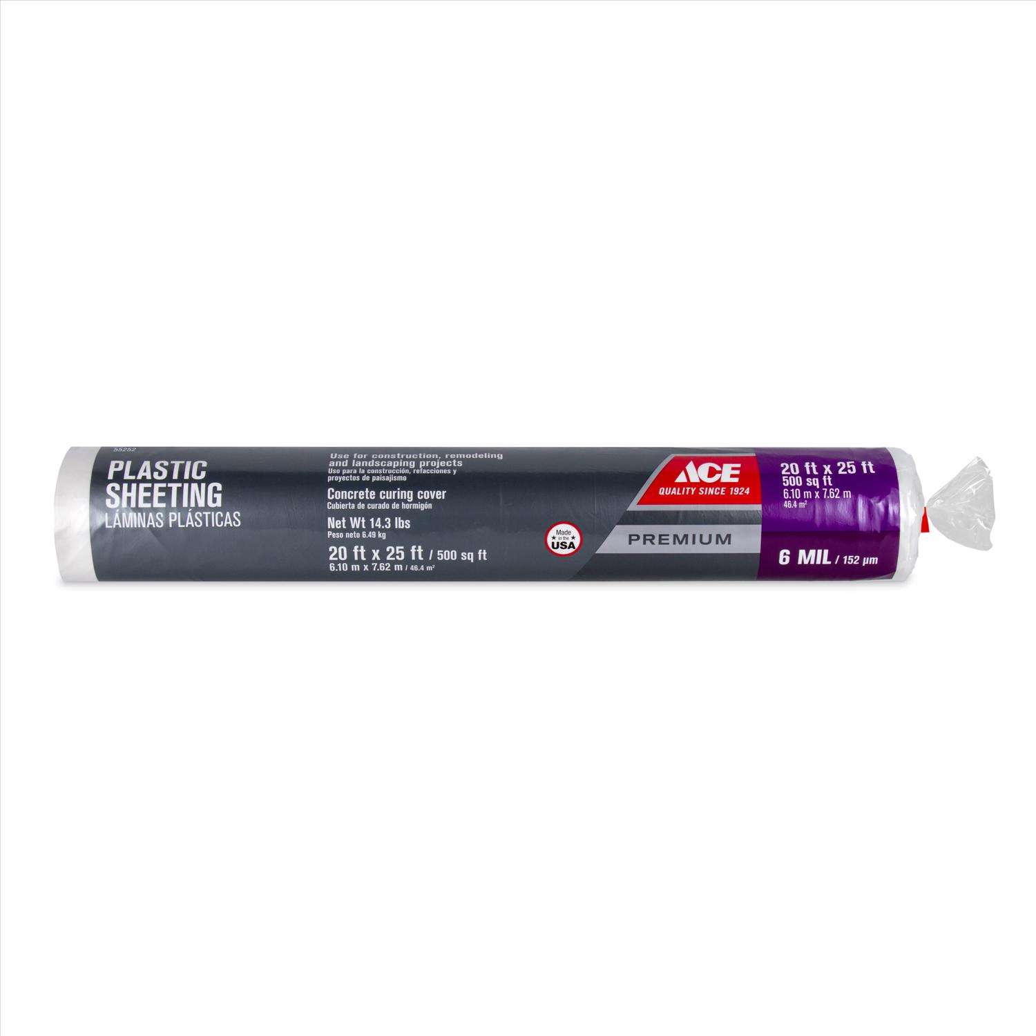 Ace Plastic Sheeting 6 mil X 20 ft. W X 25 ft. L Polyethylene Clear Ace Hardware