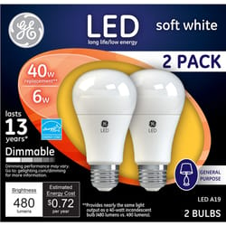 GE A19 E26 (Medium) LED Bulb Soft White 40 Watt Equivalence 2 pk