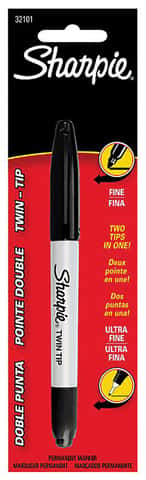 Sharpie Twin-Tip Permanent Marker, Brush/Ultra Fine Point, Black, 24 pack