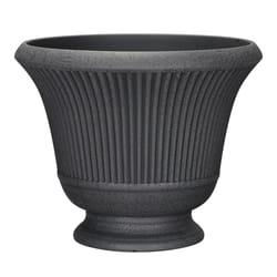 L&G Solutions 12.9 in. H X 16 in. D Polyresin Pedestal Urn Planter Charcoal