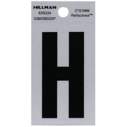 HILLMAN 2 in. Reflective Black Vinyl  Self-Adhesive Letter H 1 pc