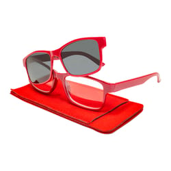 BluWater 2.0 Strength Unisex Red Polarized Reading Glasses with Sunglass Clip