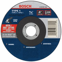 Bosch Rapido 4 in. D X 5/8 in. Aluminum Oxide Abrasive Cut-Off Wheel 1 pc