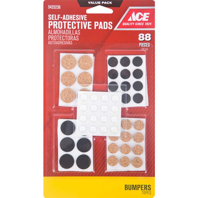 Ace Vinyl Self Adhesive Bumper Pad Clear Round Various in. W 88 pk Ace Hardware