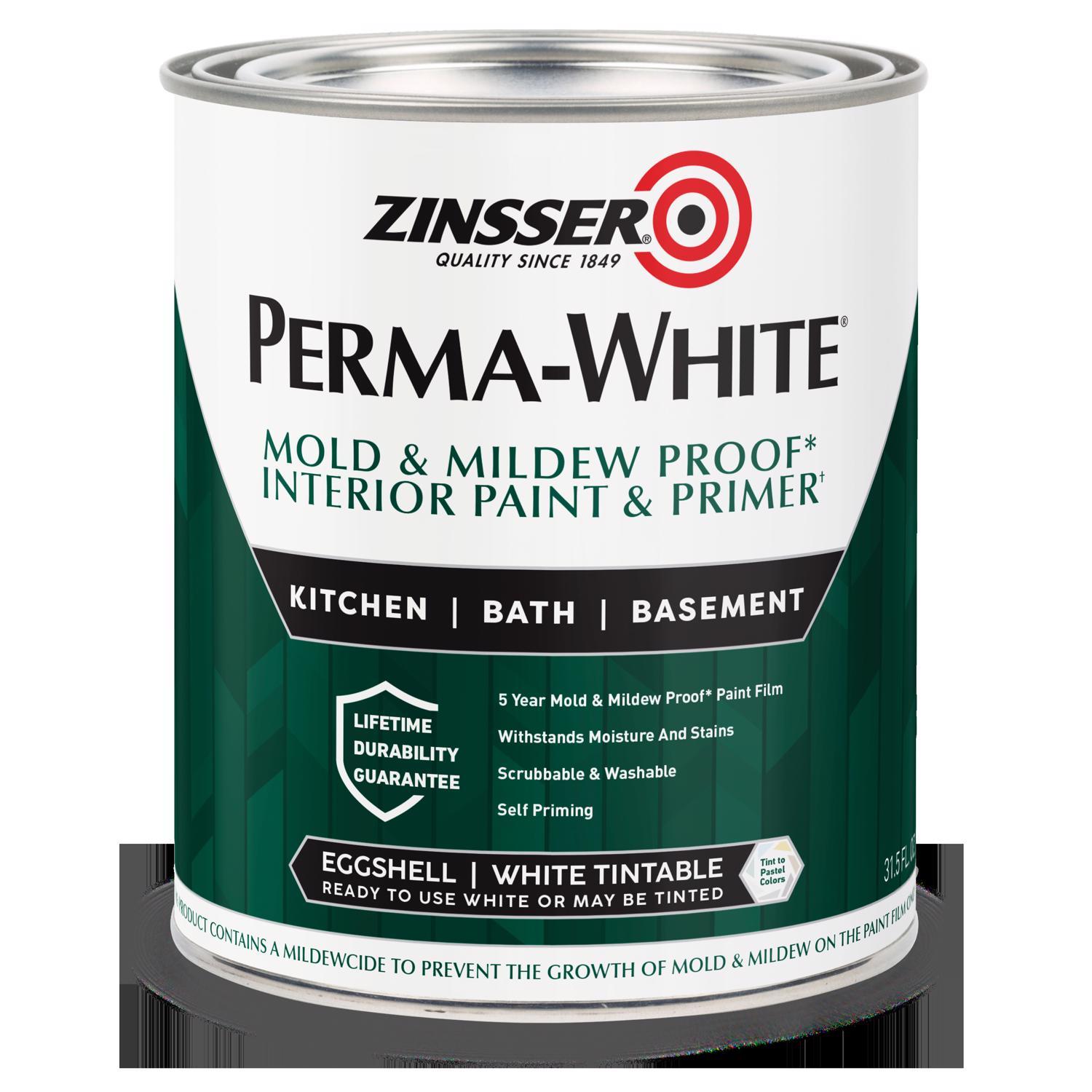 Photos - Putty Knife / Painting Tool Rust-Oleum Zinsser Perma-White Eggshell White Water-Based Mold and Mildew-Proof Paint 