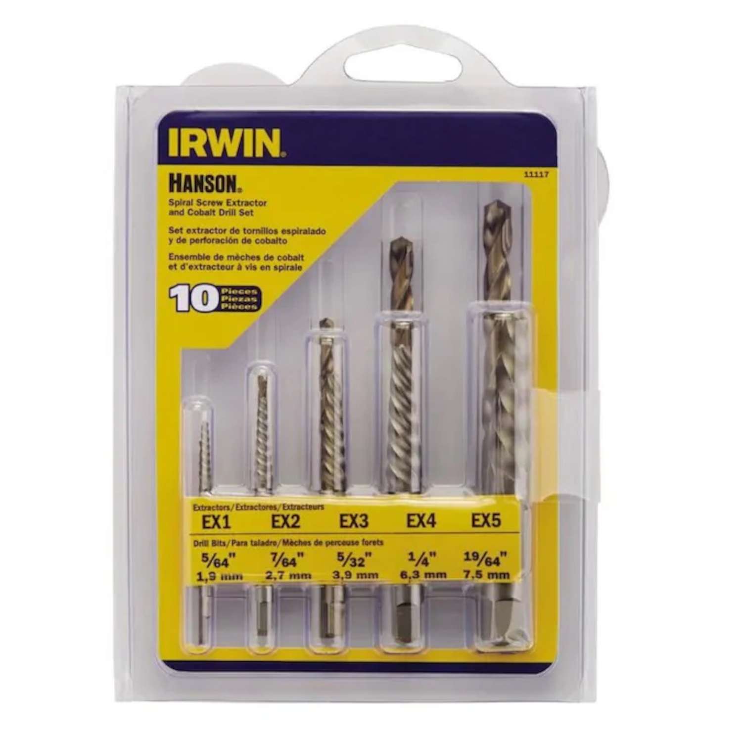 Irwin Hanson 19/64 in. S Carbon Steel Screw Extractor Kit 6 in. 10 pc