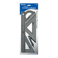 Bazic Products 14.72 in. L X 5.32 in. W Plastic Geometry Ruler Set Metric and SAE