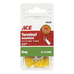 Ace Insulated Wire Ring Terminal Yellow 7 pk