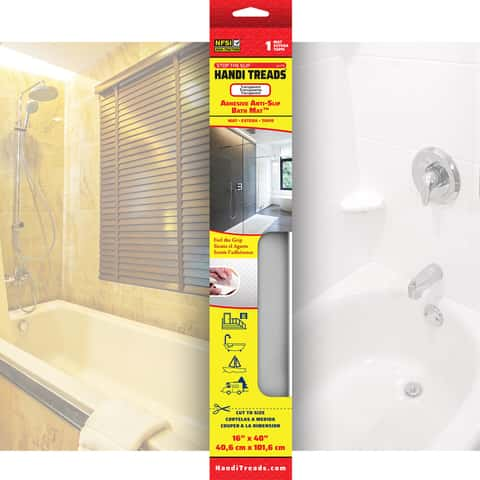 HANDITREADS Non-Slip Shower Mat, 24 x 24, White, Adhesive, Mold