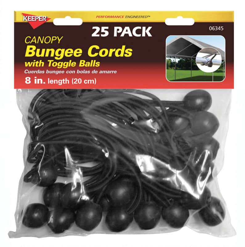 ABN 9” Inch Ball Bungee 25-Pack Black Cord Loop Straps with Plastic Balls... 