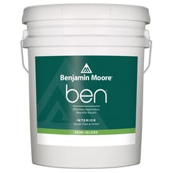 Benjamin Moore Ben Semi-Gloss White Paint and Primer Interior 5 gal