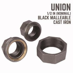 STZ Industries 1/2 in. FIP each X 1/2 in. D FIP Black Malleable Iron Union