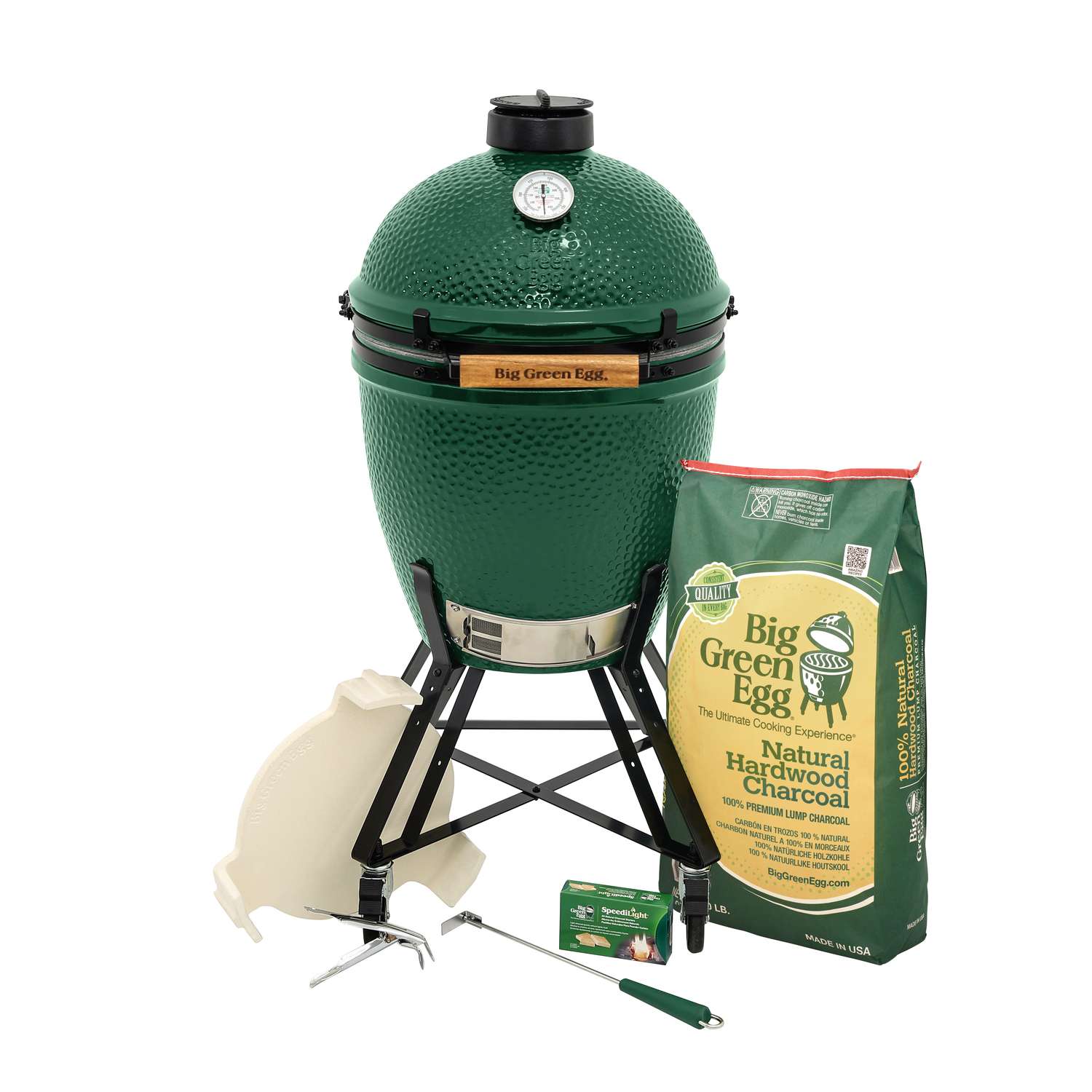 hoe Permanent Mand Big Green Egg 18.25 in. Large EGG in Nest Package Charcoal Kamado Grill and  Smoker Green - Ace Hardware