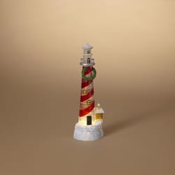 Gerson Multicolored Lighted Spinning Water Globe Lighthouse Table Decor 12 in.