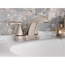 Moen Banbury Brushed Nickel Traditional Centerset Bathroom Sink Faucet 4 in.