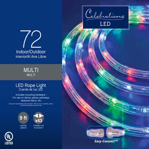 Celebrations LED Multicolored 72 ct Rope Christmas Lights 9 ft