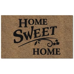 Americo Home Flocked KoKo 18 in. W X 30 in. L Black/Tan Home Sweet Home Coir Door Mat