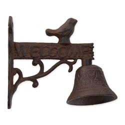 Zingz & Thingz Brown Cast Iron 5.75 in. H X 6 in. L X 3 in. W Welcome Sign with Bird Bell Wall Hangi