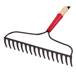 Truper Tru-Tough 59.75 in. 16 Tine Steel Bow Rake Wood Handle