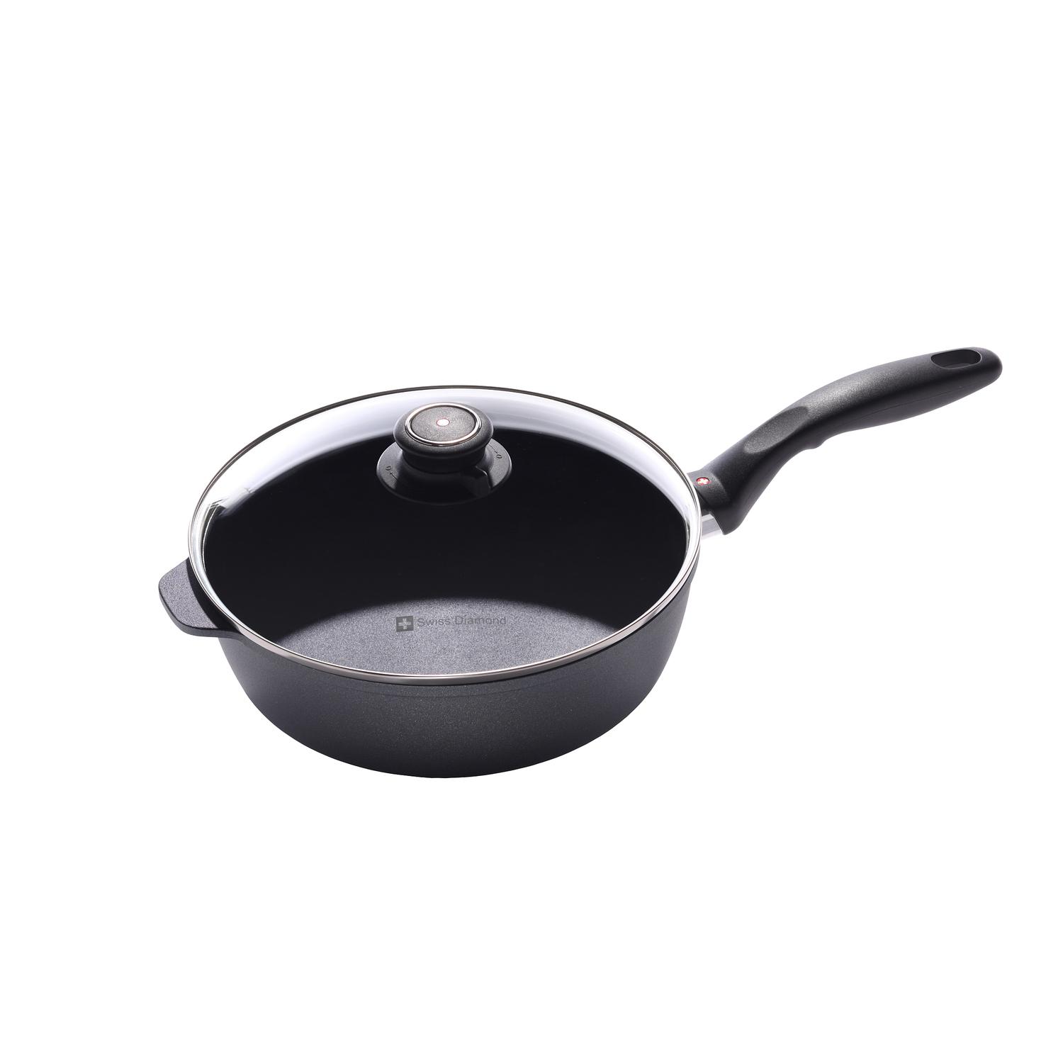 Swiss Diamond Cast Aluminum Saute Pan 9.5 in. 3.2 qt Black Sansujyuku sansujyuku.com