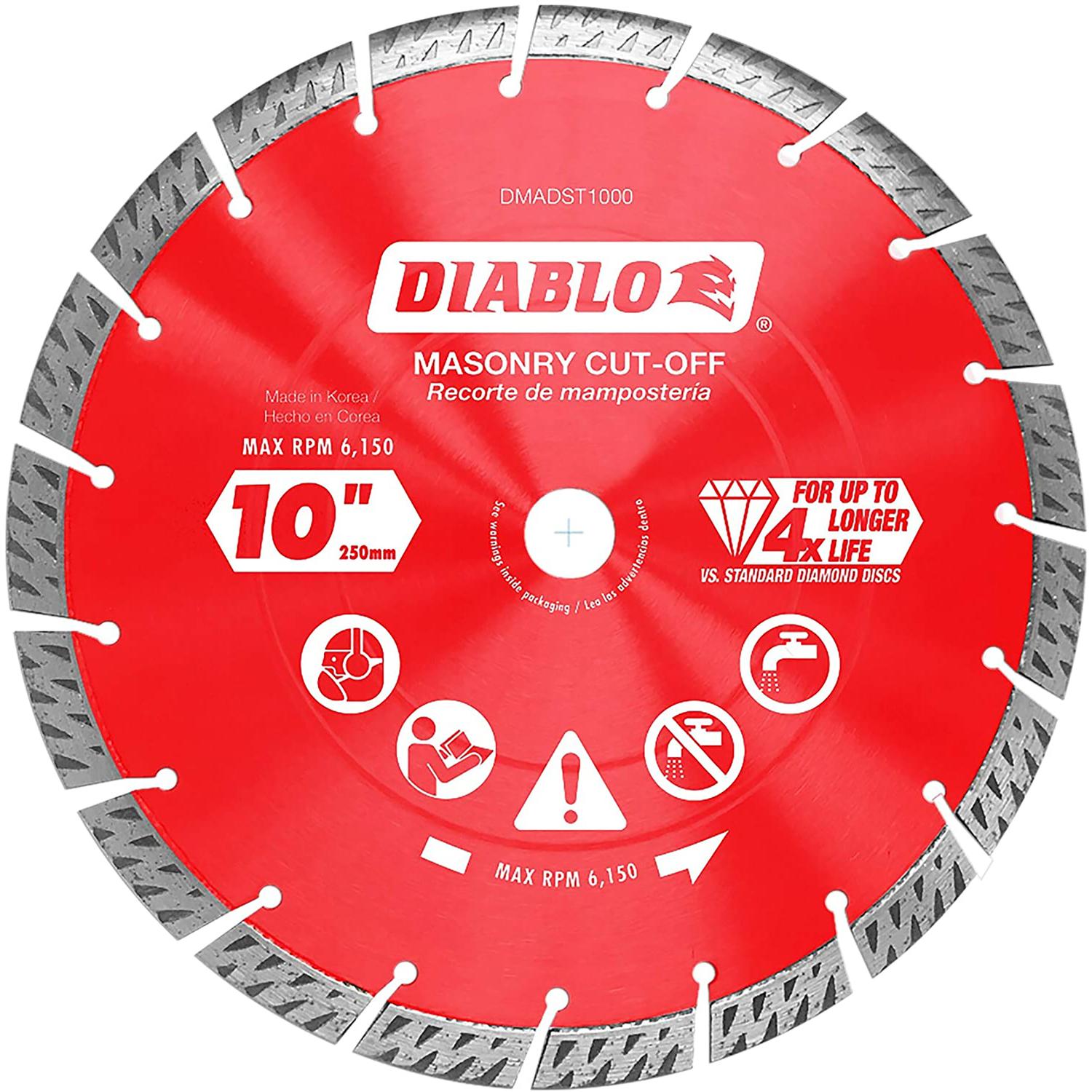 Diablo 10 in. D X 1 in. Diamond Turbo Rim Masonry Cut-Off Disc 1 pk Uae Electronic uaeelectronic.com