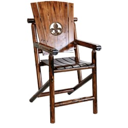 Leigh Country 1 pc Brown Wood Fleur De Lis Bar Chair