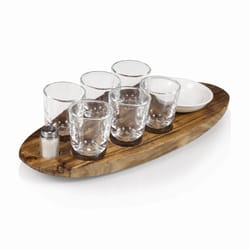 Legacy Cantinero Shot Glass Brown Acacia Wood Serving Tray