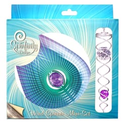 Spinfinity Designs Multi-color Stainless Steel 6.5 in. Crystal Purple Teardrop Mini Set Outdoor Spin