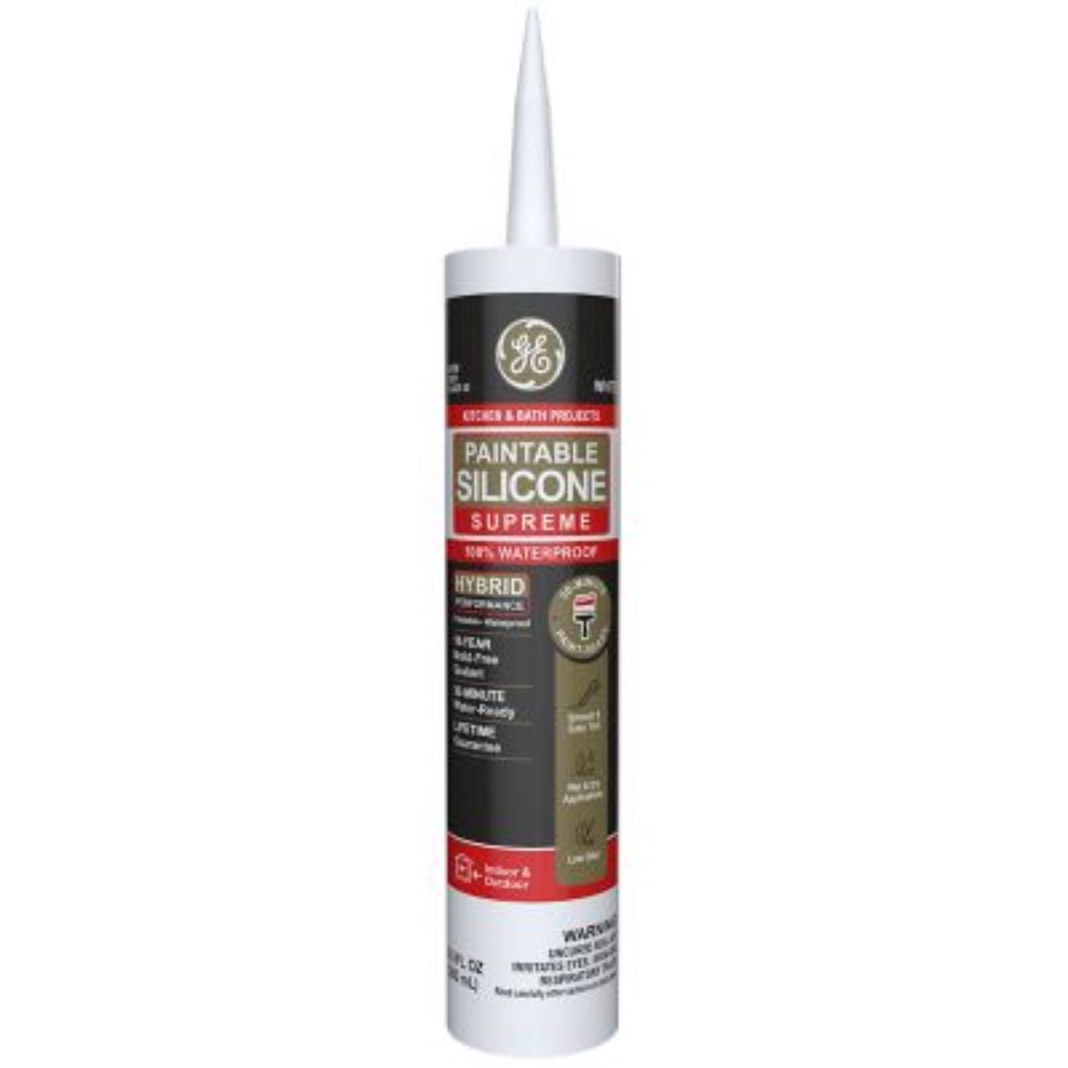 GE Supreme White Supreme Silicone Kitchen and Bath Caulk Sealant 10.1 ...
