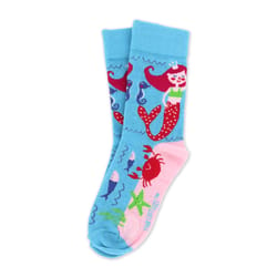 Two Left Feet Kid's Princess and Sea M/L Novelty Socks Multicolored