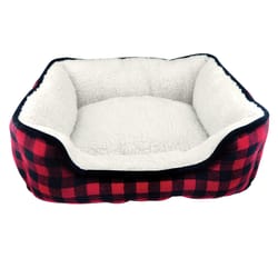 Boss Pet Slumber Pet Black/Red Sherpa Buffalo Check Pet Bed 7.5 in. H X 16 in. W X 20 in. L