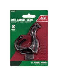 Ace 3 in. L Zinc-Plated Silver/White Metal Medium Coat and Hat Hook 2 pk