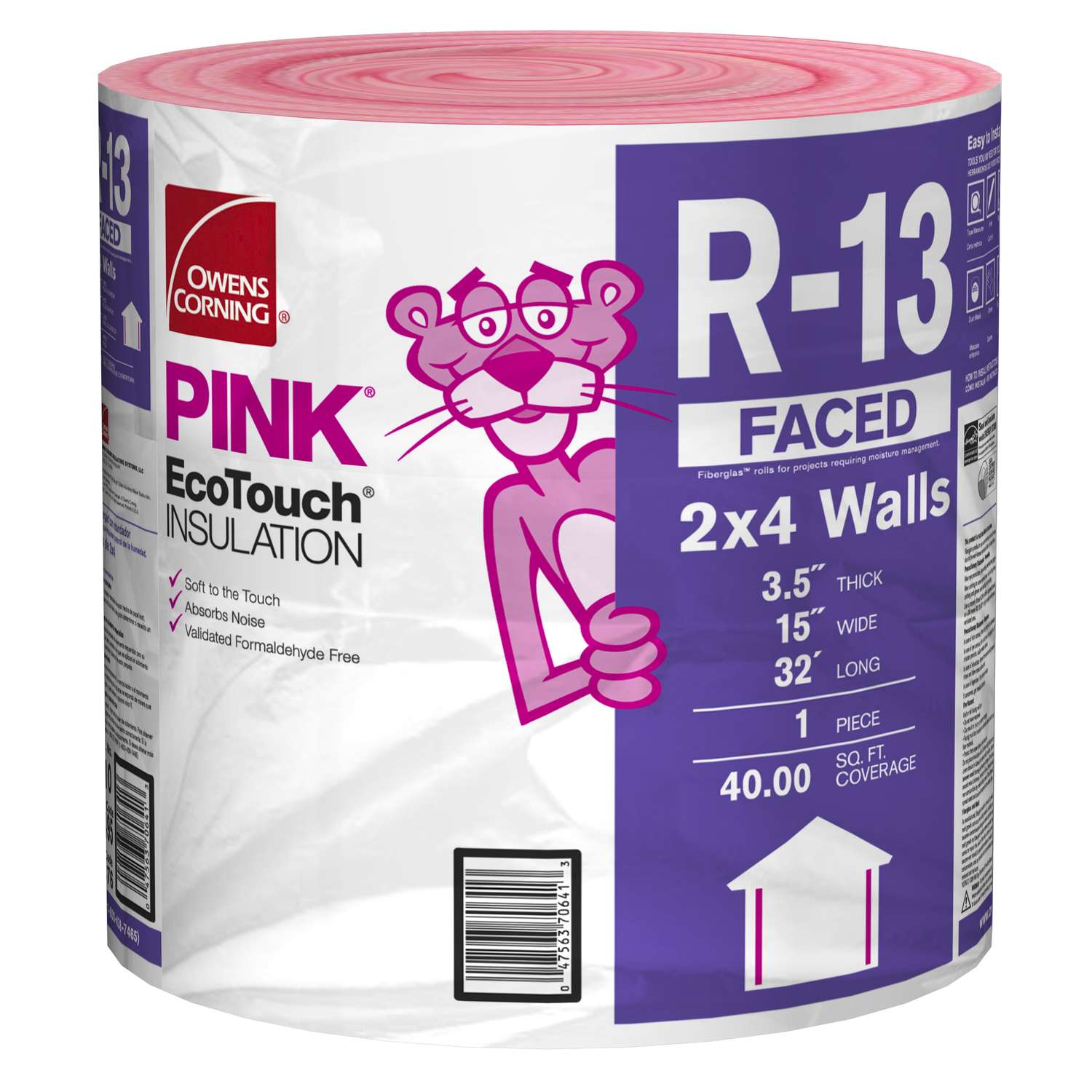 Owens Corning PINK EcoTouch 15 in. W X 32 ft. L R-13 Kraft Faced Fiberglass  Insulation Roll 40 sq ft - Ace Hardware