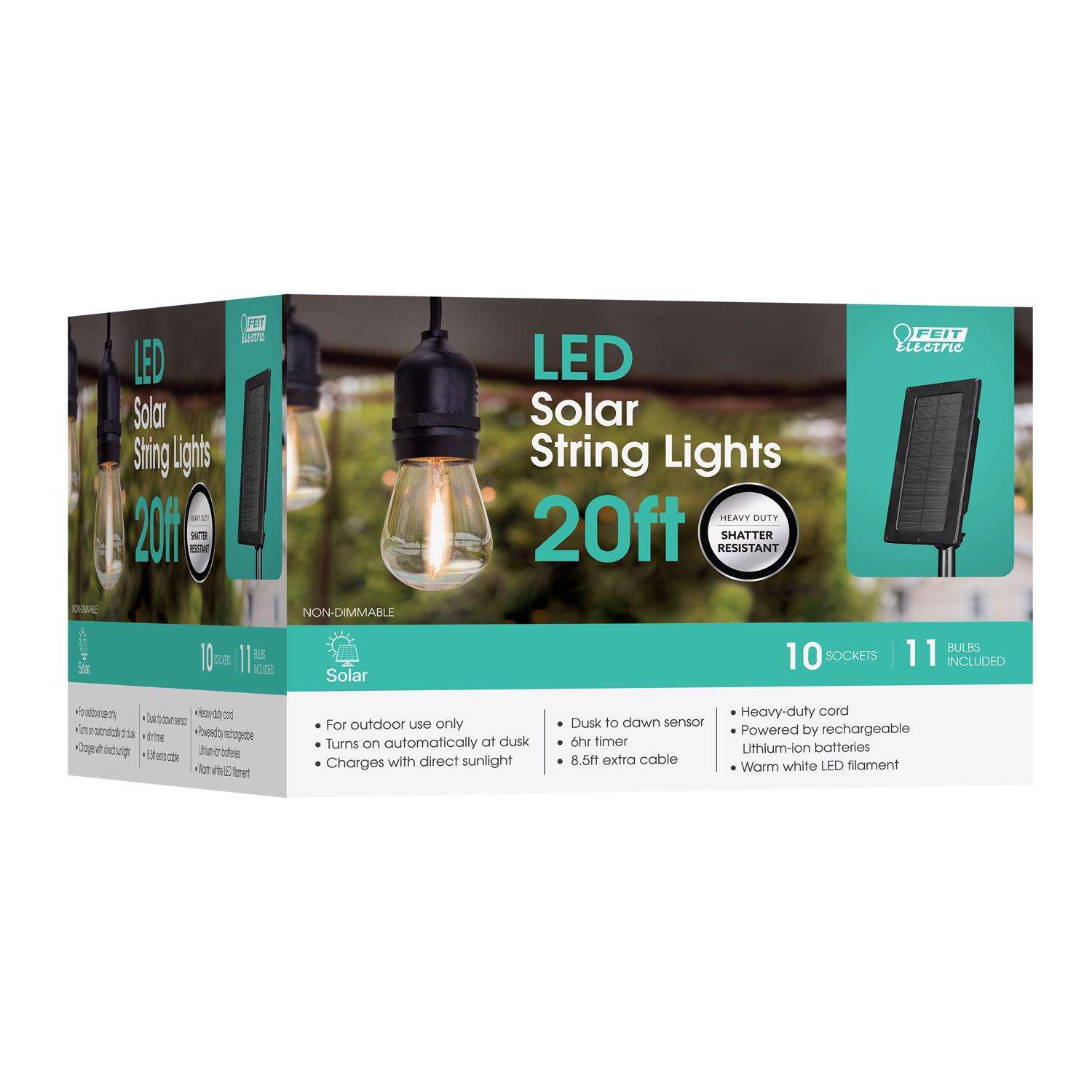 Feit Electric LED Solar String Light Set Clear 20 ft. 11 lights Ace