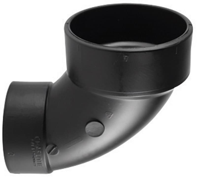 ABS003290600 Charlotte Pipe 3 in. Hub X 4 in. D Hub ABS 90 Degr sku ABS003290600