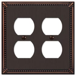 Amerelle Imperial Bead Aged Bronze 2 gang Die-Cast Metal Duplex Wall Plate 1 pk