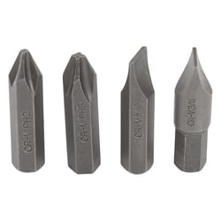 GreatNeck Phillips/Slotted/Square 1 in. L Impact Bit Chrome Vanadium Steel 4 pc