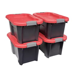 Craftsman 10 gal Black/Red Storage Tote w/Latching Lid 13.09 in. H X 15.66 in. W X 23.16 in. D Stack