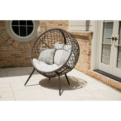 Living Accents Tulsa Black Steel Frame Egg Chair White