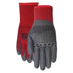 Midwest Quality Gloves Max Grip One Size Fits All Nylon Nitrile Dots Gray/Red Cold Weather Gloves