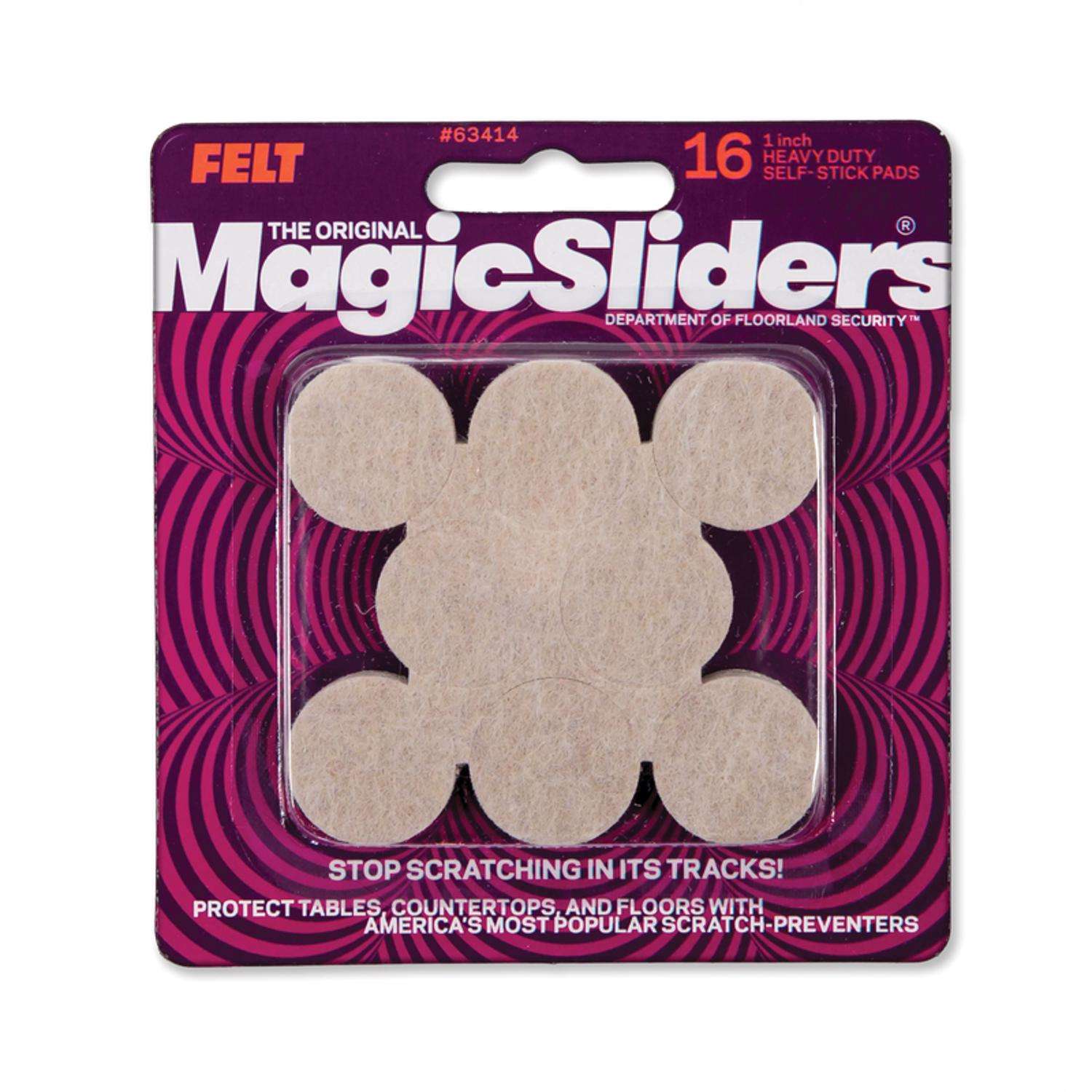 Magic Sliders Felt Self Adhesive Protective Pads Oatmeal Round 1 in. W