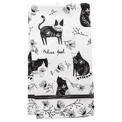 Karma Boho Black and White Cotton Cat Tea Towel 1 pk